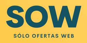 Solo ofertas web. Imagen logo esquemática verde sobre amarillo de un carrito de la compra dentro de un móvil con una especie de sombrero que recuerda a los toldos de las tiendas boutique. Debajo del carro unas grandes letras verdes iniciales ESE O UVE DOBLE. Sólo ofertas Web.