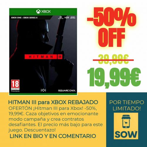 Imagen de portada del videojuego Hitman III para Xbox con clasificación para adultos.