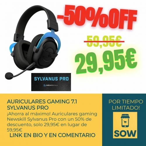 OFERTA descuento del cincuenta por ciento de descuento al comprar los auriculares gaming sylvanus pro con sonido 7.1
