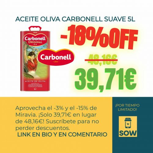 Aceite de Oliva Carbonell Lata Suave 5L en oferta