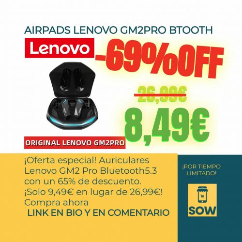 Lenovo GM2 Pro Auriculares Inalámbricos con descuento del 65%