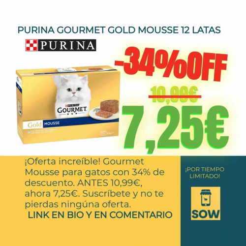 Imagen de Gourmet Mousse para gatos con un descuento del 34%.