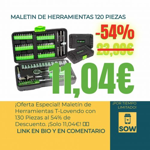 Imagen del Maletín de Herramientas T-Lovendo con 130 piezas de alta calidad.