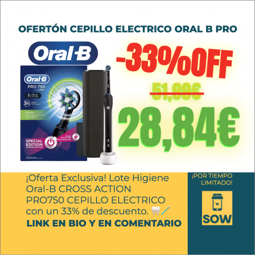 Imagen del lote de Higiene Oral-B CROSS ACTION PRO750 CEPILLO ELECTRICO con un descuento del 33%.