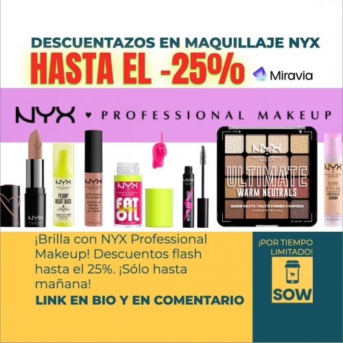 Descuentos flash de hasta el 25% en productos NYX Professional Makeup en Miravia.