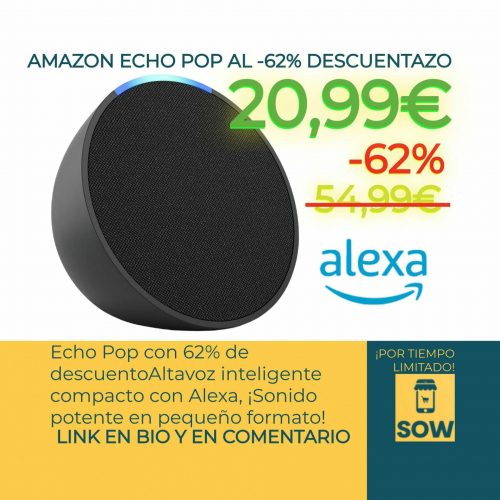 Echo Pop | Altavoz inteligente compacto con Alexa, ¡Sonido potente en pequeño formato!