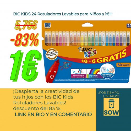 Imagen de los BIC Kids Rotuladores Lavables para Niños en colores vibrantes.