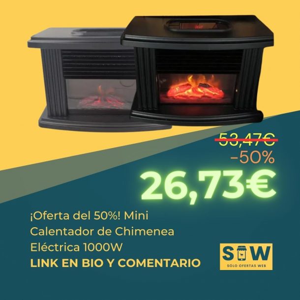 Mini Calentador de Chimenea Eléctrica 1000W - 50% de Descuento