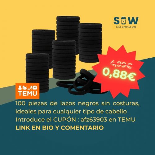 Imagen de 100 lazos negros para el cabello de mujeres y niñas, sujetadores elásticos y sin costuras para cola de caballo. Producto de Preferred Window