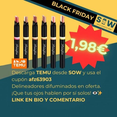 Imagen de los Delineadores de Ojos Stick de Ruimeila. Muestra el atractivo de los colores y el descuento del 43%. Incluye el texto "Resalta tus ojos con los Delineadores 2 en 1 de Ruimeila. ¡Colores vibrantes y duraderos! 🌈✨ #MiradaImpactante #OfertaEspecial"