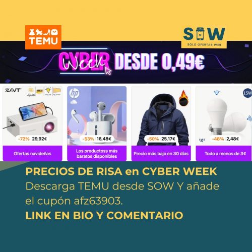Cyber Week en Temu - Descuentos de hasta el 80% en Todas las Categorías