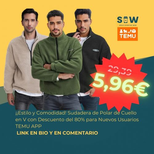 Sudadera de polar de moda para hombres, cuello en V sólido para otoño e invierno. Proporcionado por SiDiKa.