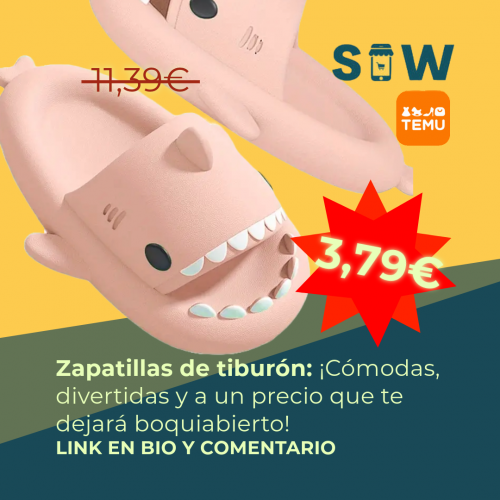 Foto de la oferta recogida por SOlofertasweb de las zapatillas con forma de tiburón vendidas en Temu