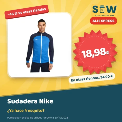 Sudadera Nike con capucha en dos colores por 18,98 €