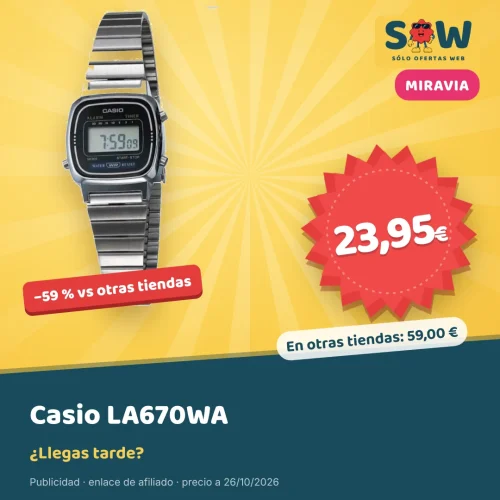 Reloj Casio LA670WA plateado por 23,95 €