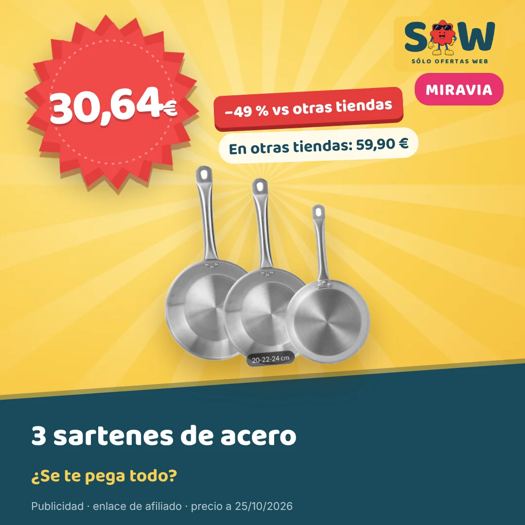 Juego de 3 sartenes Well Home de acero inox por 30,64 €