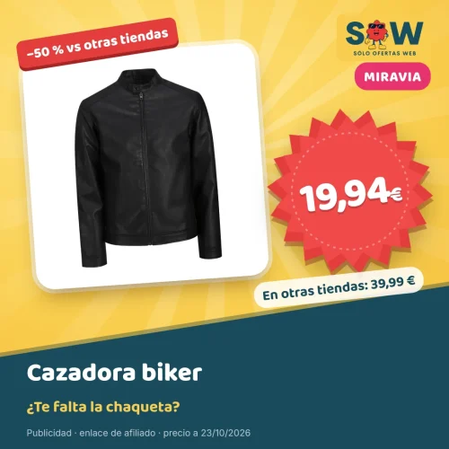 Cazadora biker Jack & Jones efecto piel por 19,94 €
