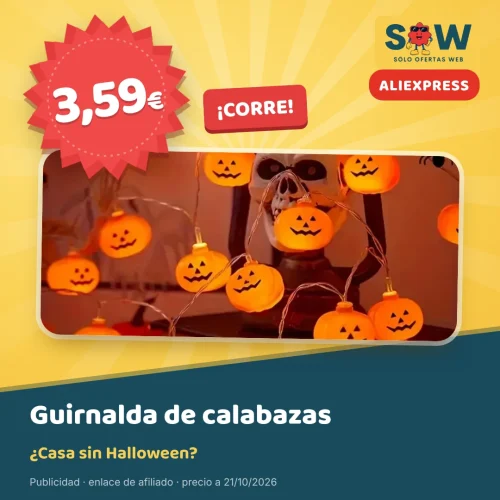 Guirnalda de calabazas LED para Halloween desde 3,59 €