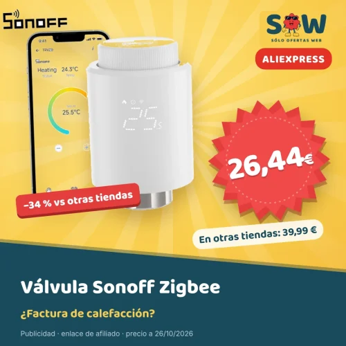 Válvula termostática Sonoff TRVZB Zigbee por 26,44 €