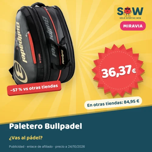 Paletero Bullpadel Avant S Gold Carbon por 36,37 €