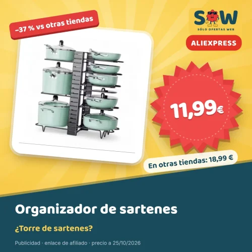 Organizador vertical de sartenes y tapas por 11,99 €