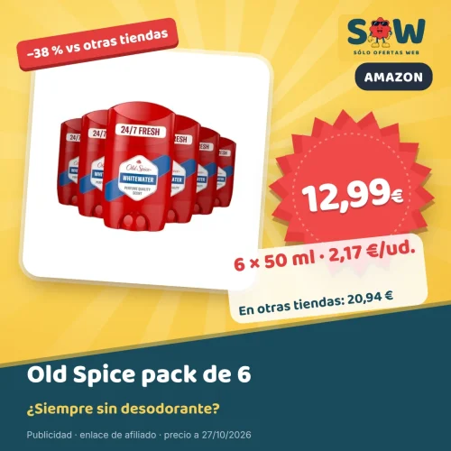 Pack 6 desodorantes Old Spice Whitewater por 12,99 €