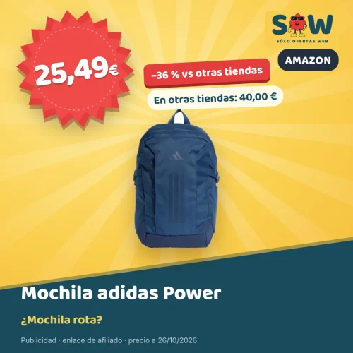 Mochila adidas Power azul marino por 25,49 €