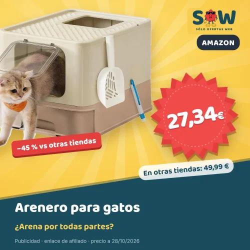 Arenero para gatos Feandrea con bandeja extraíble, 27,34 €