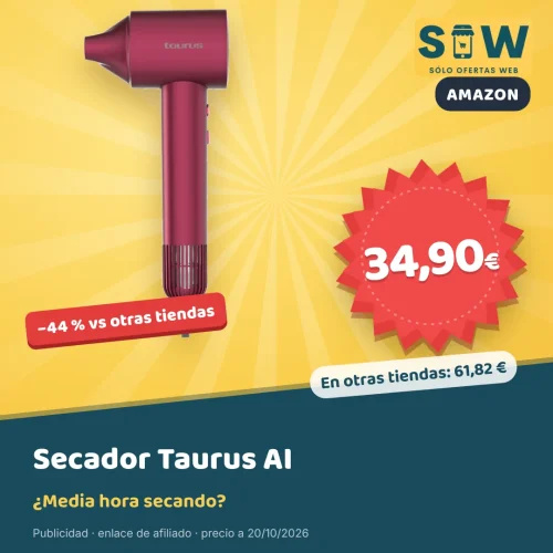Secador iónico Taurus Digital Force AI por 34,90 €