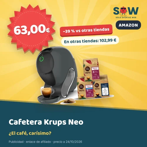 Cafetera Krups Neo Caffè Dolce Gusto + 3 packs por 63 €