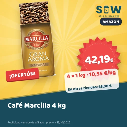 Café en grano Marcilla Gran Aroma Natural, 4 kg