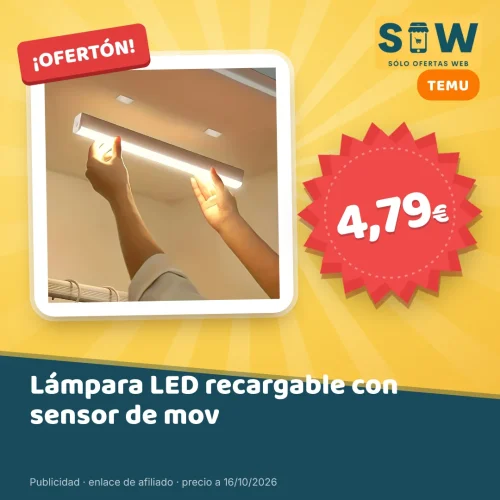 Lámpara LED recargable con sensor de movimiento