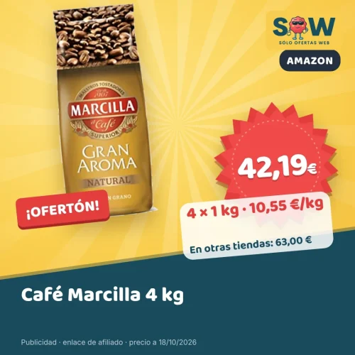 Café en grano Marcilla Gran Aroma Natural, 4 kg