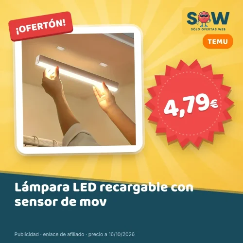 Lámpara LED recargable con sensor de movimiento