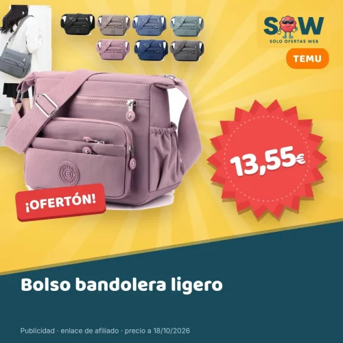 Bolso bandolera ligero con varios bolsillos