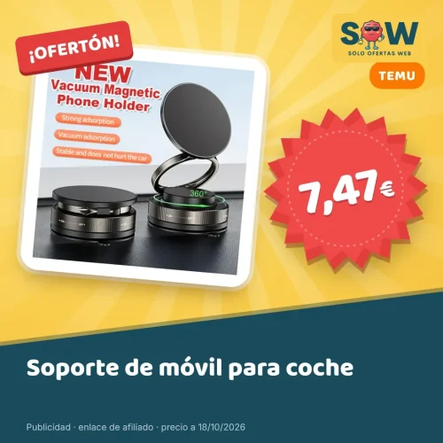 Soporte magnético de móvil para coche, giratorio 360°